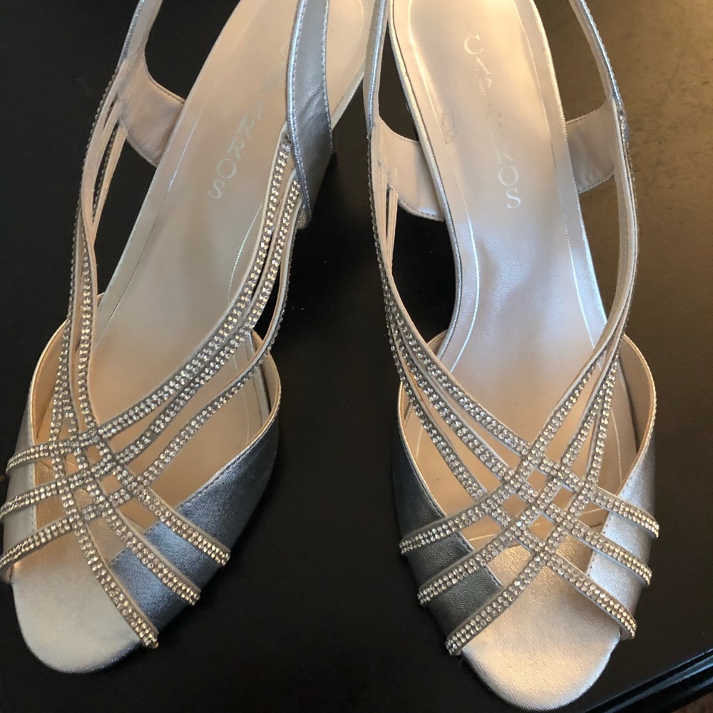 Caparros silver evening shoes.